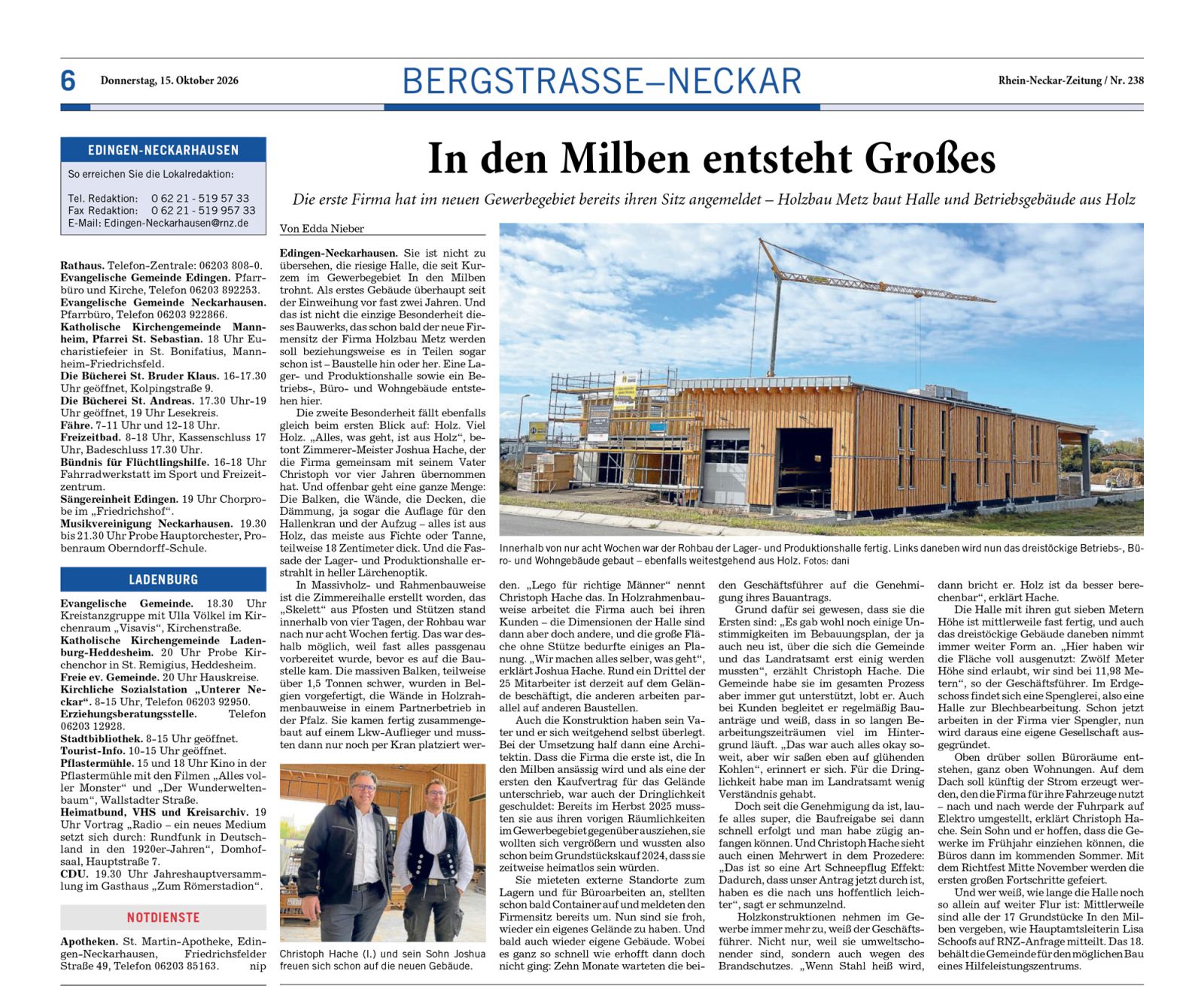Artikel in der Rhein-Neckar-Zeitung vom 15.10.2026